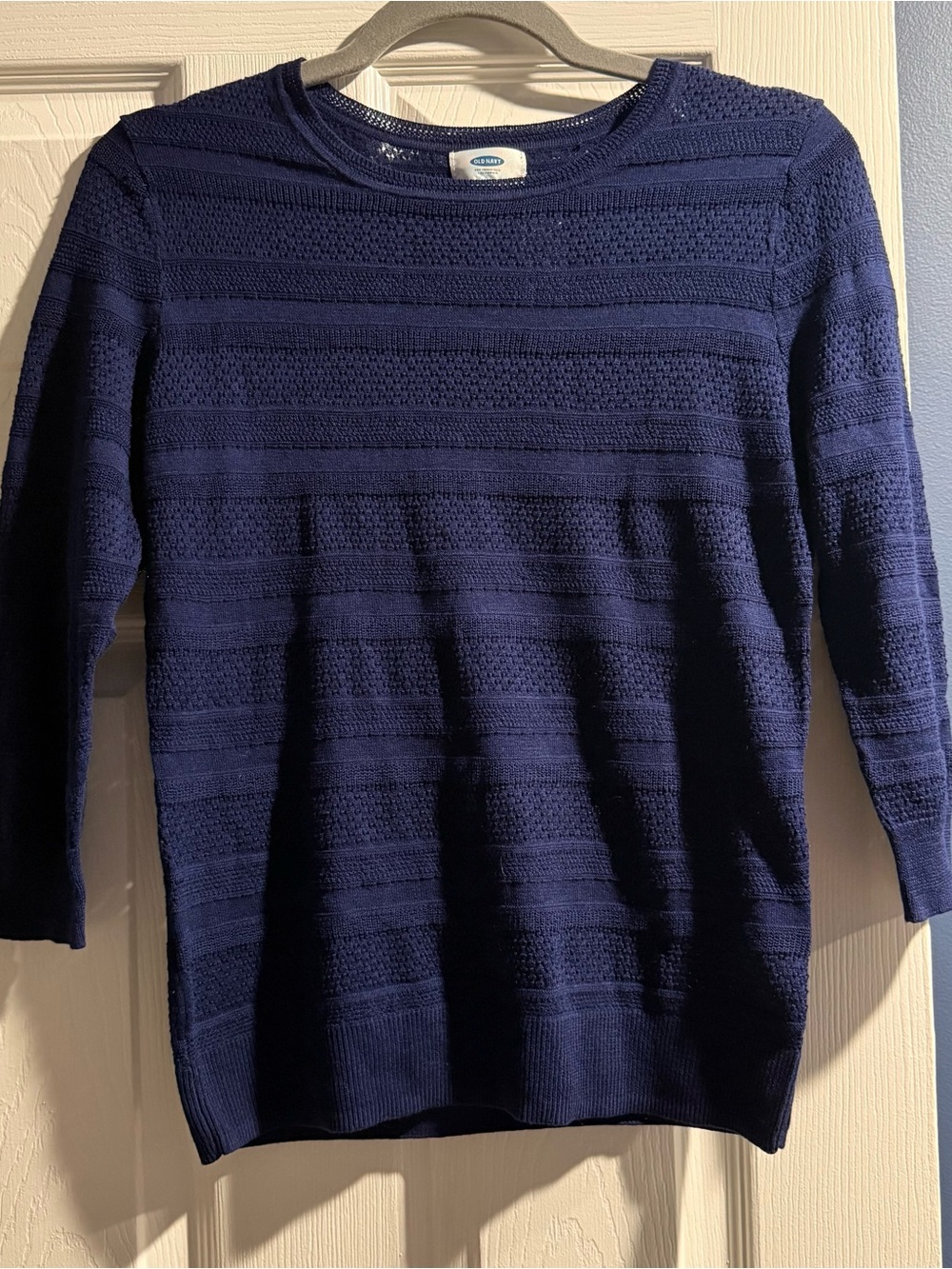 Navy Textured Knit Sweater - Women